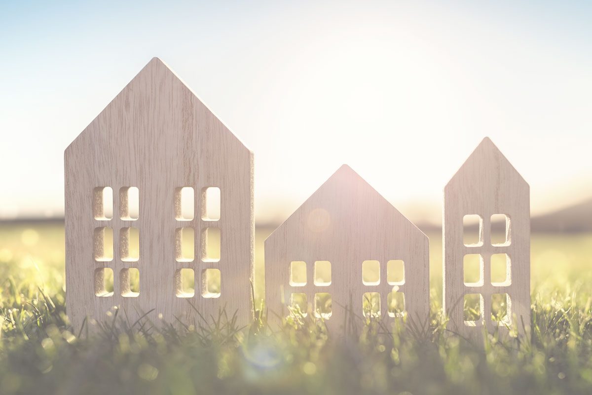 Image of wooden model houses in a field, for What are conveyancing searches blog